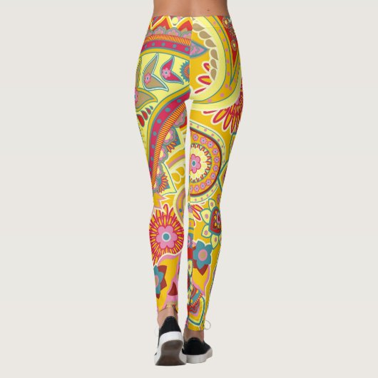 Farbenfrohe Paisley Floral Stilvoll Modernes Muste Leggings (Rückseite)