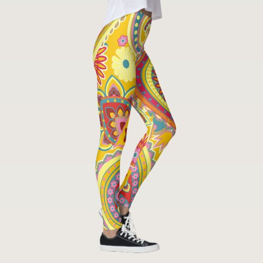 Farbenfrohe Paisley Floral Stilvoll Modernes Muste Leggings (Rechts)