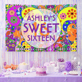 Farbenfrohe Paisley Floral Sweet 16 Geburtstag Banner