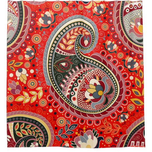 Farbenfrohe Paisley Indian Seamless Patches Duschvorhang (Vorderseite)