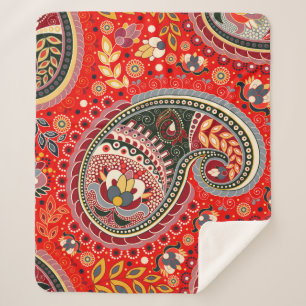 Farbenfrohe Paisley Indian Seamless Patches Sherpadecke