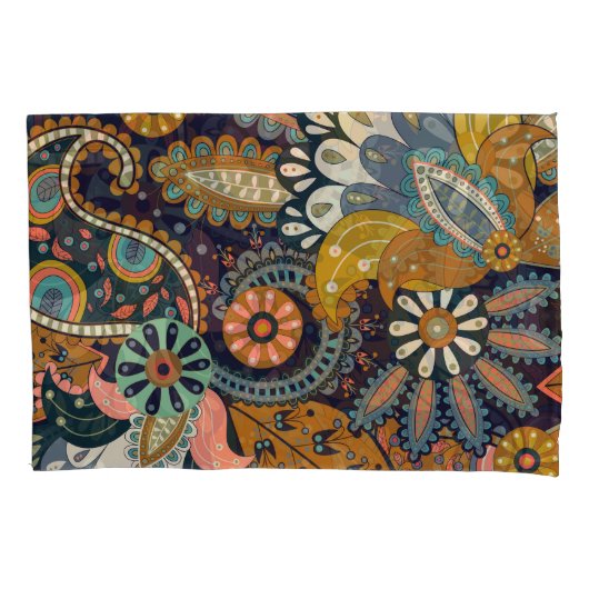 Farbenfrohe Paisley: Indische Tapete mit Blumenmus Kissenbezug (Vorderseite)