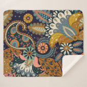 Farbenfrohe Paisley: Indische Tapete mit Blumenmus Sherpadecke (Vorderseite (Horizontal))