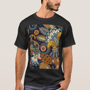 Farbenfrohe Paisley: Indische Tapete mit Blumenmus T-Shirt