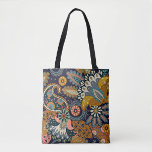 Farbenfrohe Paisley: Indische Tapete mit Blumenmus Tasche