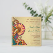 Farbenfrohe Paisley-Muster auf indischer Hochzeit Einladung (Stehend Vorderseite)
