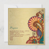 Farbenfrohe Paisley-Muster auf indischer Hochzeit Einladung (Rückseite)