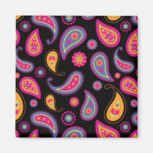 Farbenfrohe Paisley nahtloses Muster Magnet (Vorne)