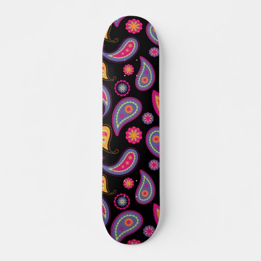 Farbenfrohe Paisley nahtloses Muster Skateboard (Vorne)