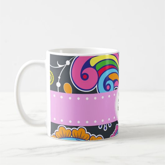 Farbenfrohe Paisley, Paisley Pattern, Boteh, Monog Kaffeetasse (Links)