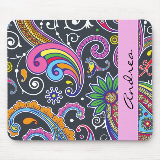 Farbenfrohe Paisley, Paisley Pattern, Ihr Name Mousepad (Vorne)