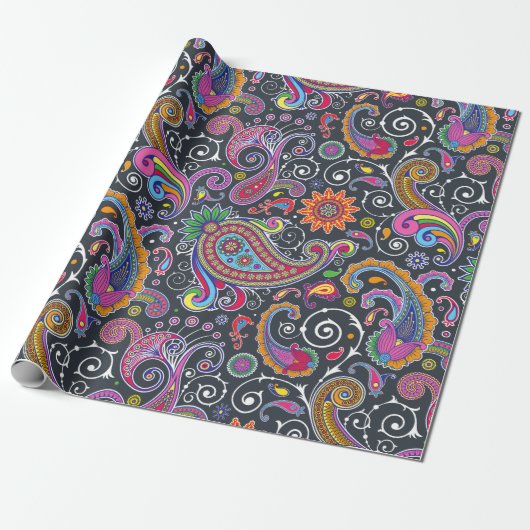 Farbenfrohe Paisley, Paisley Pattern, Persisches P Geschenkpapier (Ungerollt)
