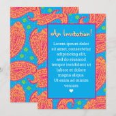Farbenfrohe Paisley Pattern Einladung (Vorne/Hinten)