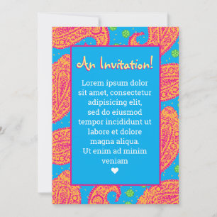 Farbenfrohe Paisley Pattern Einladung