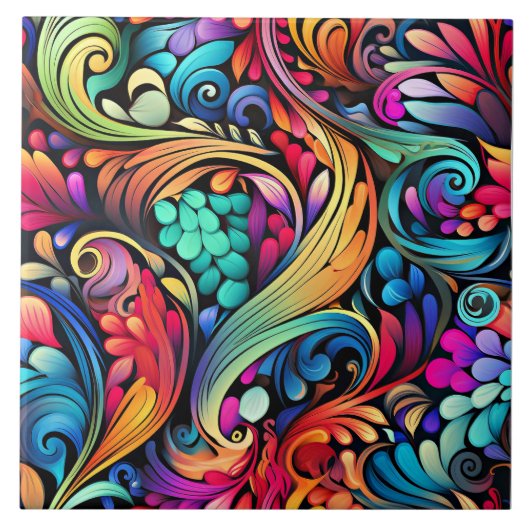 Farbenfrohe Paisley Pattern Fliese (Vorderseite)