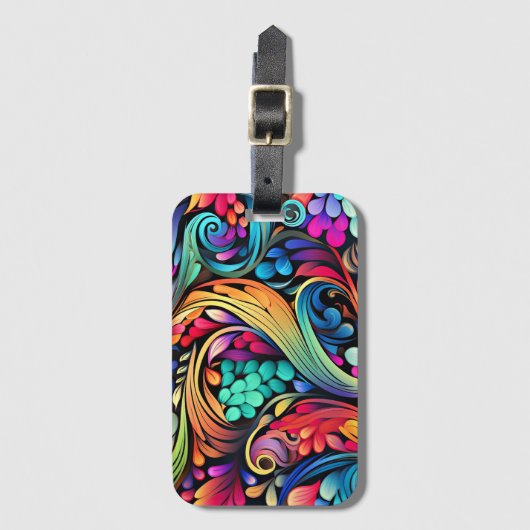Farbenfrohe Paisley Pattern Gepäckanhänger (Vorderseite Vertikal)