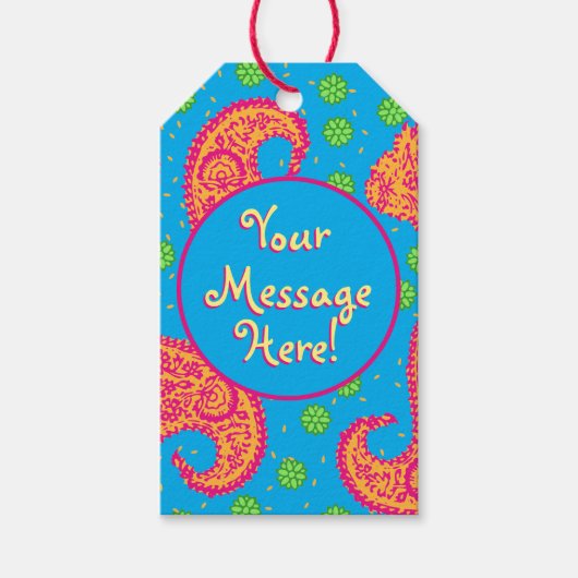 Farbenfrohe Paisley Pattern Geschenkanhänger (Vorderseite)