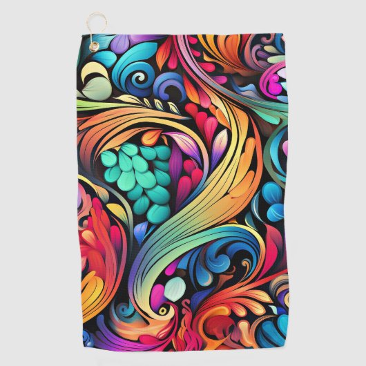 Farbenfrohe Paisley Pattern Golfhandtuch (Vorderseite)