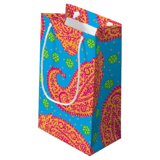 Farbenfrohe Paisley Pattern Kleine Geschenktüte (Rückseite Schrägansicht)