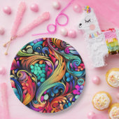 Farbenfrohe Paisley Pattern Pappteller (Party)