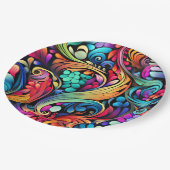 Farbenfrohe Paisley Pattern Pappteller (Schrägansicht)