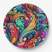 Farbenfrohe Paisley Pattern Pappteller (Vorderseite)