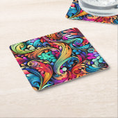 Farbenfrohe Paisley Pattern Rechteckiger Pappuntersetzer (angewinkelt)