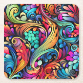 Farbenfrohe Paisley Pattern Rechteckiger Pappuntersetzer (Vorderseite)