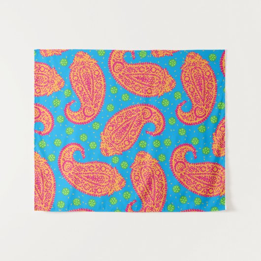 Farbenfrohe Paisley Pattern Wandteppich (Vorderseite (Horizontal))