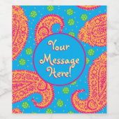 Farbenfrohe Paisley Pattern Weinetikett (Einzelnes Label)