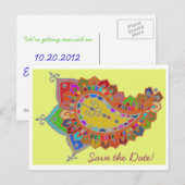 Farbenfrohe Paisley Save the Date Postcard Ankündigungspostkarte (Vorne/Hinten)