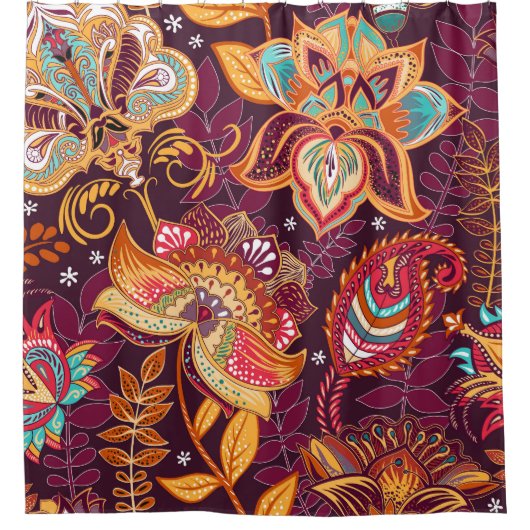 Farbenfrohe Paisley Style Blumenmuster Duschvorhang (Vorderseite)