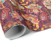 Farbenfrohe Paisley Style Blumenmuster Geschenkpapier (Rolleneckpunkt)