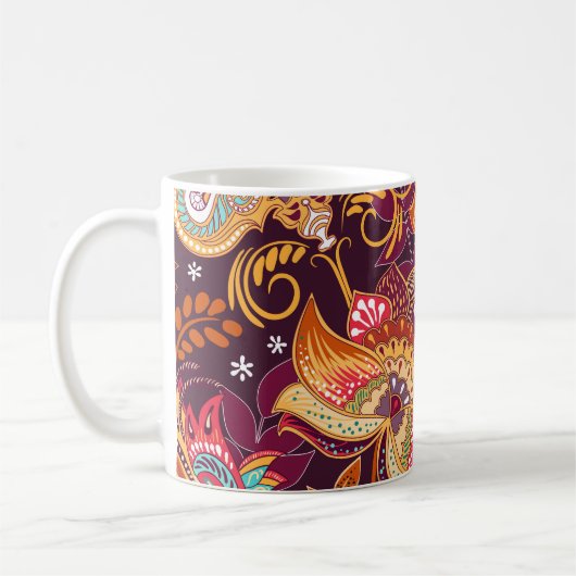 Farbenfrohe Paisley Style Blumenmuster Kaffeetasse (Links)