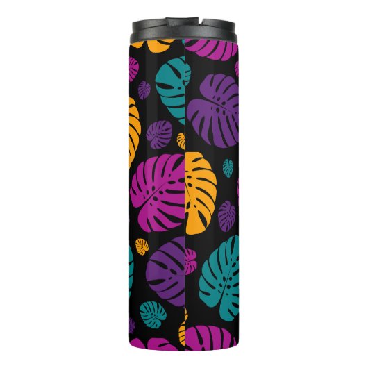 Farbenfrohe Palm-Blätter Thermosbecher (Rückseite)