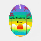 Farbenfrohe Palm Sonnenuntergang Weihnachtsschmuck (Vorderseite links)