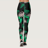 Farbenfrohe Palm Tree Blätter Monogram Tropical Vi Leggings (Rückseite)