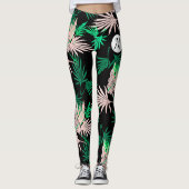 Farbenfrohe Palm Tree Blätter Monogram Tropical Vi Leggings (Vorderseite)