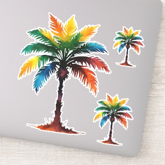 Farbenfrohe Palmen Aufkleber (Detail)