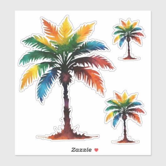 Farbenfrohe Palmen Aufkleber (Blatt)
