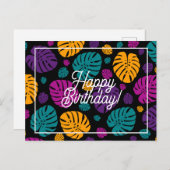 Farbenfrohe Palmen Blätter Glücklich Geburtstag Postkarte (Vorne/Hinten)