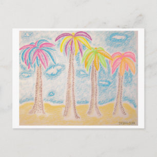 Farbenfrohe Palmen Postkarte