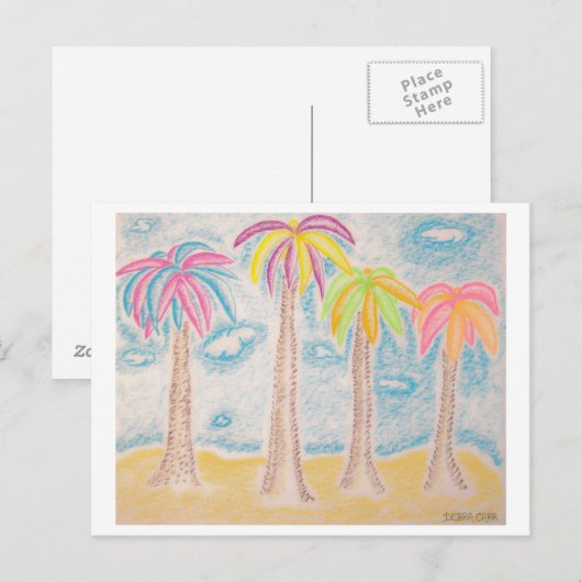Farbenfrohe Palmen Postkarte (Vorne/Hinten)