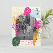 Farbenfrohe Palmen Save The Date (Stehend Vorderseite)