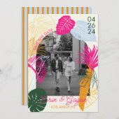 Farbenfrohe Palmen Save The Date (Vorne/Hinten)