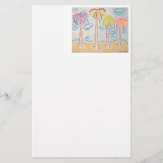 Farbenfrohe Palmen-Schreibwaren Briefpapier (Vorderseite)