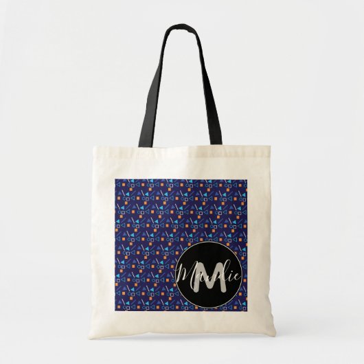 Farbenfrohe Palmenbaum und geometrisches Muster Tragetasche (Vorne)