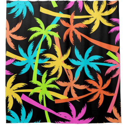 Farbenfrohe Palmenbäume Duschvorhang (Vorderseite)
