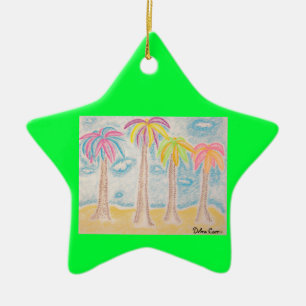 Farbenfrohe Palms-Star-Ornament Keramik Ornament