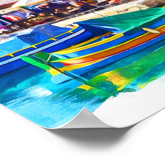 Farbenfrohe Panoramaaussicht auf Malta Poster (Ecke)